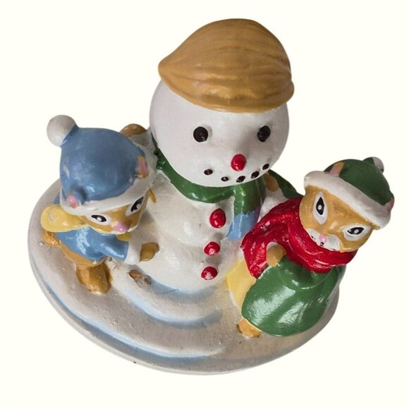 Forest Friends Snowfall Figurine Snowman Winter Scene Resin Collectible Holiday - Picture 5 of 5